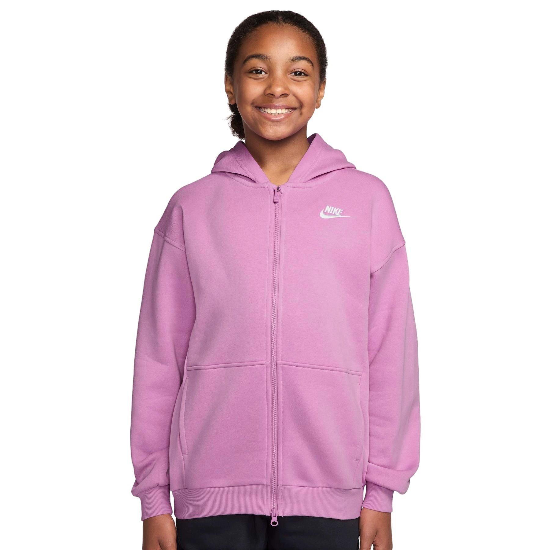 Nike Big Girls' Sportswear Club Fleece Oversized LB Full-Zip Jacket - Lt Magenta - LT MAGENTA